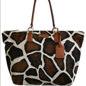 Giraffe Print Tulip Shopper Brown Canvas Tote